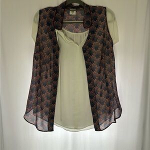 Cabi 2 in 1 shirt/short sleeve cardigan